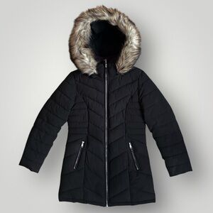 Halitech Women’s Quilted Puffer Jacket w/ Faux Fur Hood